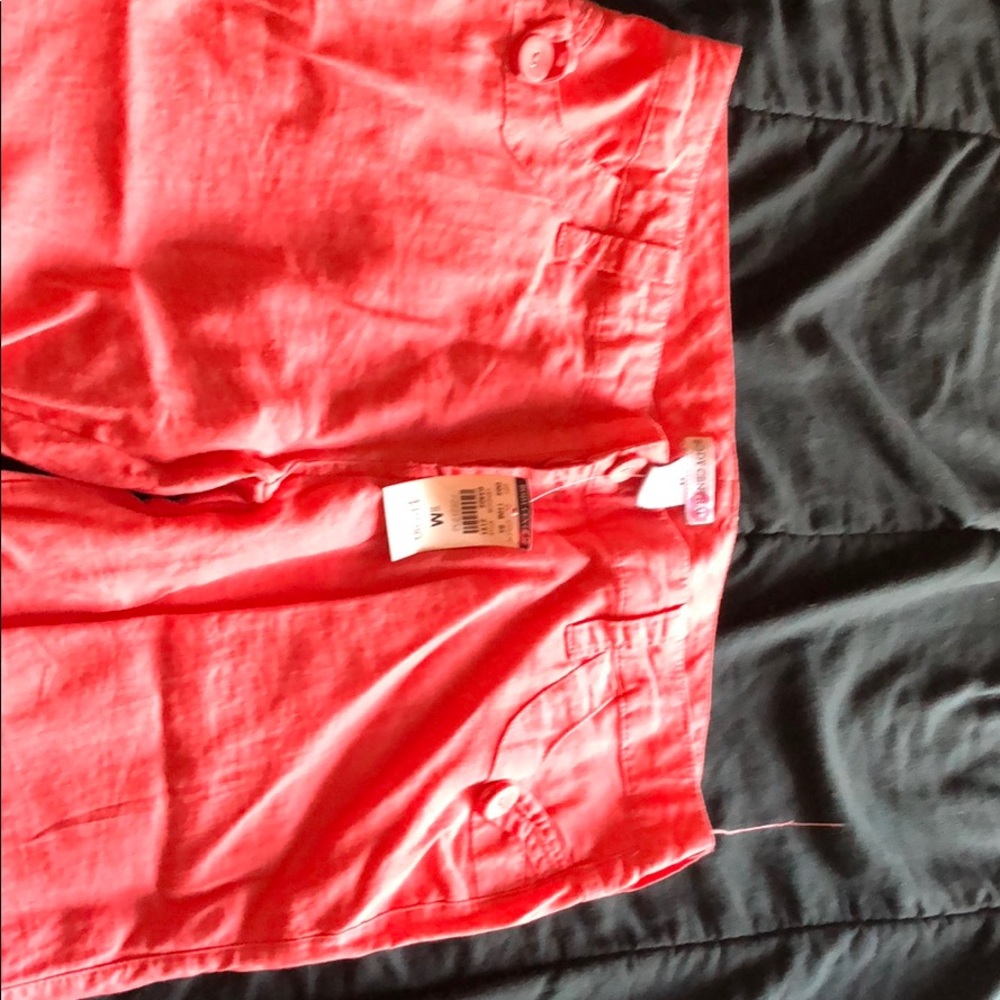 Coral linen wide leg pants